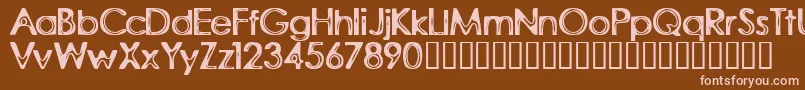 RubberWalls-fontti – vaaleanpunaiset fontit ruskealla taustalla