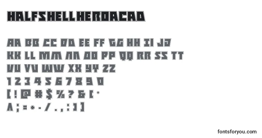Halfshellheroacad-fontti – aakkoset, numerot, erikoismerkit