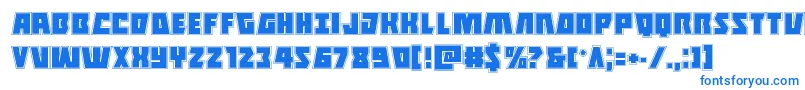 Halfshellheroacad-Schriftart – Blaue Schriften auf weißem Hintergrund