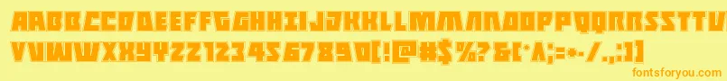 Halfshellheroacad-Schriftart – Orangefarbene Schriften auf gelbem Hintergrund