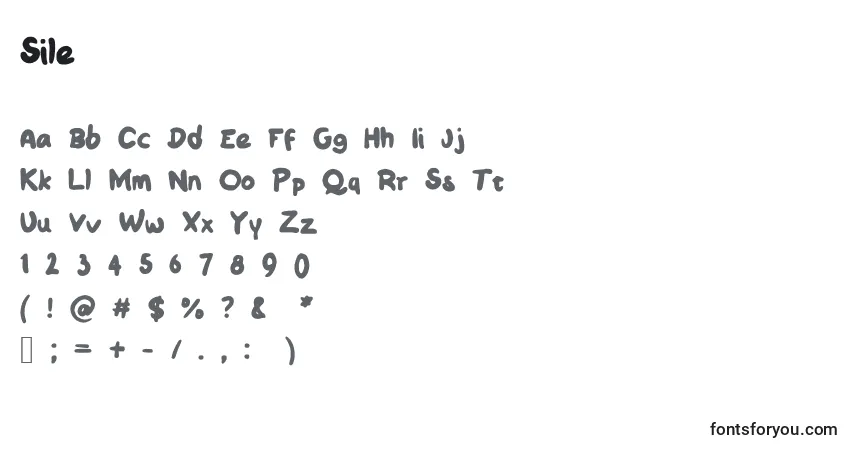 Schriftart Sile – Alphabet, Zahlen, spezielle Symbole