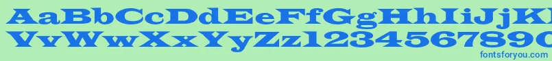 フォントAzlatinwidec – 青い文字は緑の背景です。
