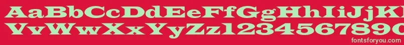 フォントAzlatinwidec – 赤い背景に緑の文字