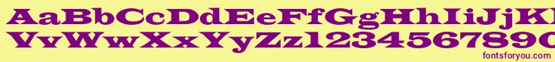Azlatinwidec-Schriftart – Violette Schriften auf gelbem Hintergrund