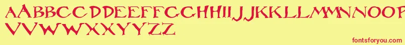 RackhamRegular-Schriftart – Rote Schriften auf gelbem Hintergrund