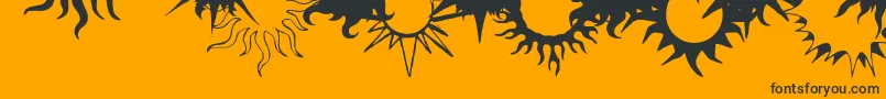 FlamingStars26Splatters-Schriftart – Schwarze Schriften auf orangefarbenem Hintergrund