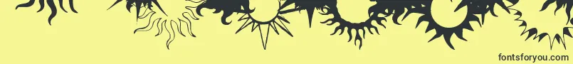 FlamingStars26Splatters-Schriftart – Schwarze Schriften auf gelbem Hintergrund
