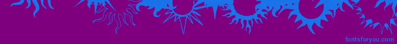 FlamingStars26Splatters-Schriftart – Blaue Schriften auf violettem Hintergrund