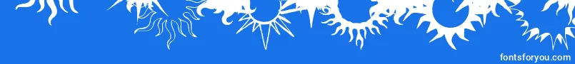 FlamingStars26Splatters-Schriftart – Weiße Schriften auf blauem Hintergrund