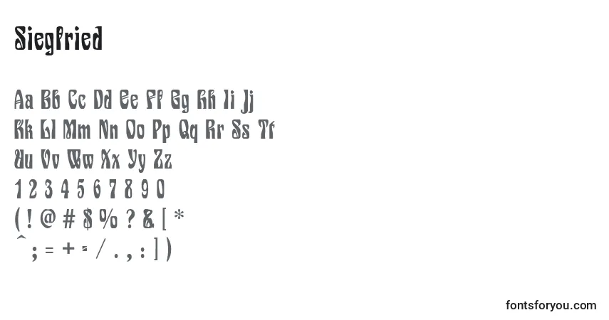 A fonte Siegfried – alfabeto, números, caracteres especiais