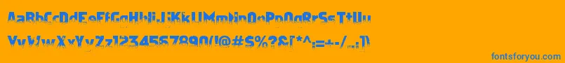 ApostateCancer-Schriftart – Blaue Schriften auf orangefarbenem Hintergrund