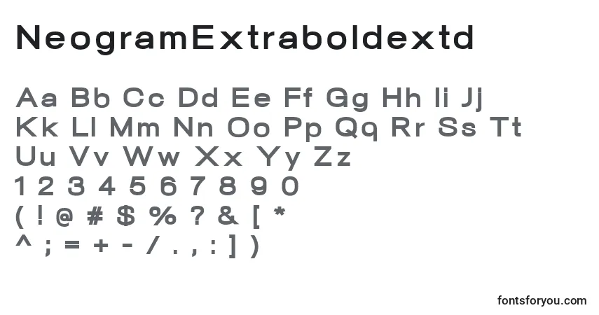 Schriftart NeogramExtraboldextd – Alphabet, Zahlen, spezielle Symbole