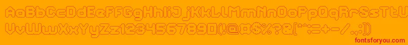 Fonte TheBrainHollow – fontes vermelhas em um fundo laranja
