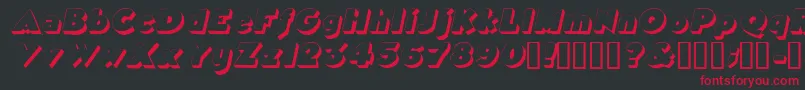 フォントTricorneoutlinesskItalic – 黒い背景に赤い文字