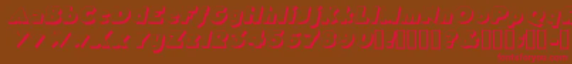 フォントTricorneoutlinesskItalic – 赤い文字が茶色の背景にあります。