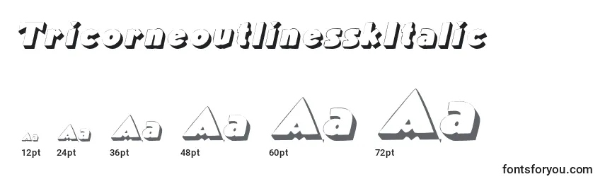 Размеры шрифта TricorneoutlinesskItalic