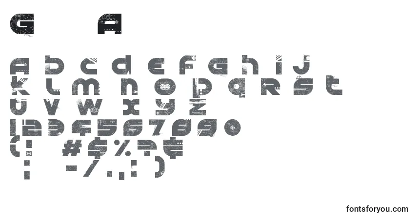 A fonte GraphikArts – alfabeto, números, caracteres especiais