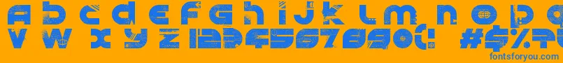GraphikArts-Schriftart – Blaue Schriften auf orangefarbenem Hintergrund