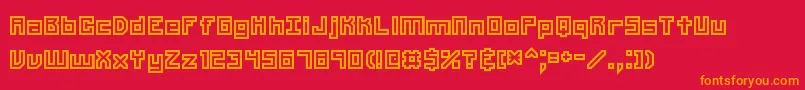 フォントUnlearned2Brk – 赤い背景にオレンジの文字