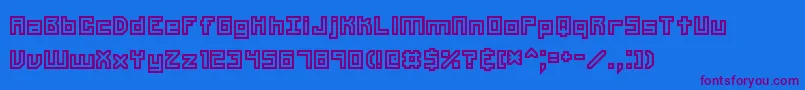 Unlearned2Brk-Schriftart – Violette Schriften auf blauem Hintergrund