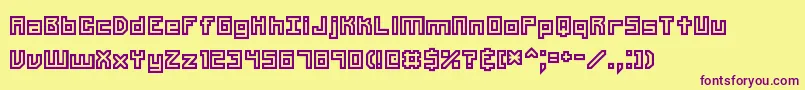 フォントUnlearned2Brk – 紫色のフォント、黄色の背景