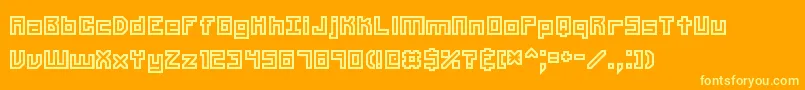 Unlearned2Brk-Schriftart – Gelbe Schriften auf orangefarbenem Hintergrund