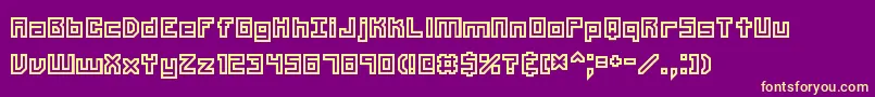 Unlearned2Brk-Schriftart – Gelbe Schriften auf violettem Hintergrund