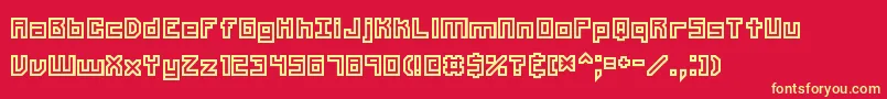 フォントUnlearned2Brk – 黄色の文字、赤い背景