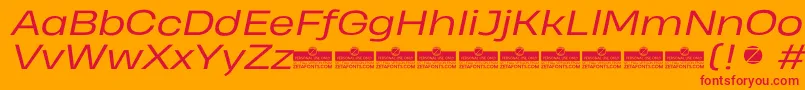 HeadingProWideBookItalicTrial Font – Red Fonts on Orange Background