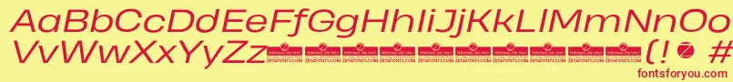 HeadingProWideBookItalicTrial Font – Red Fonts on Yellow Background