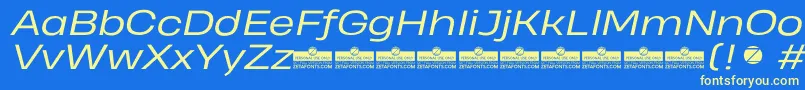 HeadingProWideBookItalicTrial Font – Yellow Fonts on Blue Background
