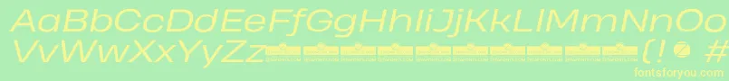 HeadingProWideBookItalicTrial Font – Yellow Fonts on Green Background