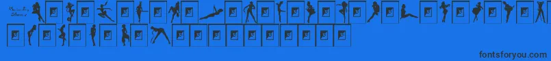 Czcionka DarriansSexySilhouettes2 – czarne czcionki na niebieskim tle