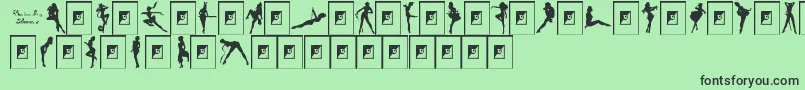 Weitere Informationen zur DarriansSexySilhouettes2-Schriftart DarriansSexySilhouettes2-Schriftart – Schwarze Schriften auf grünem Hintergrund