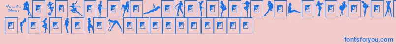 DarriansSexySilhouettes2-Schriftart – Blaue Schriften auf rosa Hintergrund