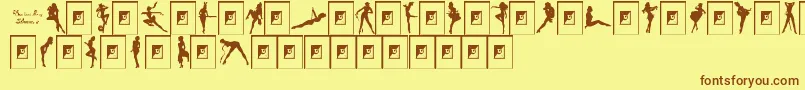 En savoir plus sur la police DarriansSexySilhouettes2 Police DarriansSexySilhouettes2 – polices brunes sur fond jaune