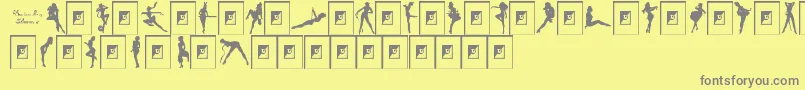 フォントDarriansSexySilhouettes2 – 黄色の背景に灰色の文字