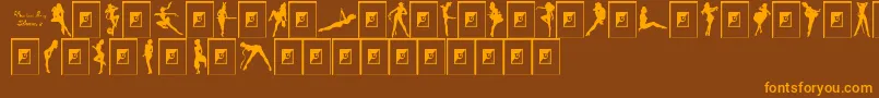 Więcej informacji o czcionce DarriansSexySilhouettes2 Czcionka DarriansSexySilhouettes2 – pomarańczowe czcionki na brązowym tle