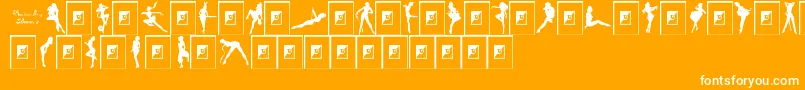 Weitere Informationen zur DarriansSexySilhouettes2-Schriftart DarriansSexySilhouettes2-Schriftart – Weiße Schriften auf orangefarbenem Hintergrund