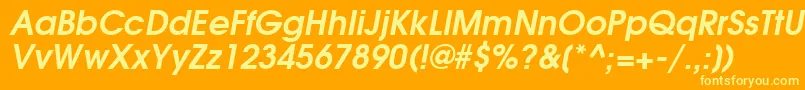 Czcionka TexGyreAdventorBoldItalic – żółte czcionki na pomarańczowym tle