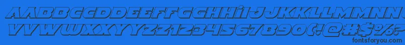 Indigodemon3Dital-fontti – mustat fontit sinisellä taustalla