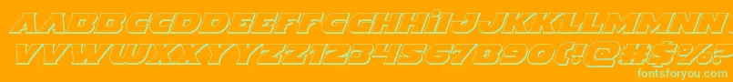 Indigodemon3Dital-Schriftart – Grüne Schriften auf orangefarbenem Hintergrund