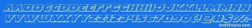 Indigodemon3Dital-Schriftart – Gelbe Schriften auf blauem Hintergrund