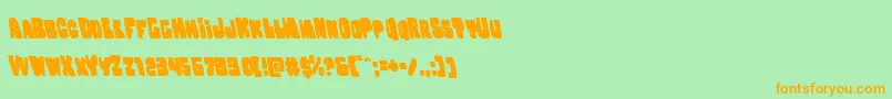 フォントNobodyhomeleft – オレンジの文字が緑の背景にあります。