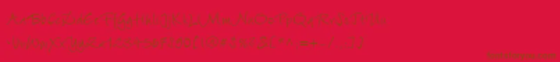 フォントWiesbadenSwingLtCyrillicRoman – 赤い背景に茶色の文字
