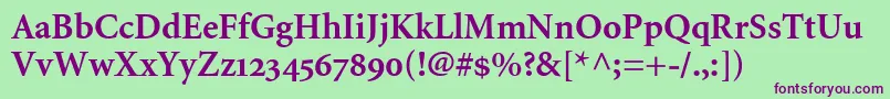 MinionBoldOldstyleFigures Font – Purple Fonts on Green Background
