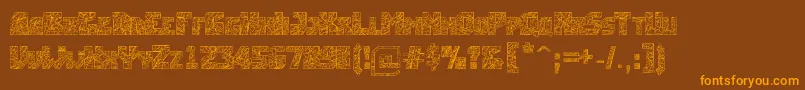 フォントBreakingtime – オレンジ色の文字が茶色の背景にあります。