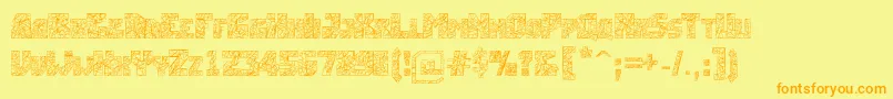 フォントBreakingtime – オレンジの文字が黄色の背景にあります。