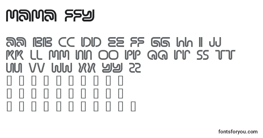 Schriftart Mama ffy – Alphabet, Zahlen, spezielle Symbole