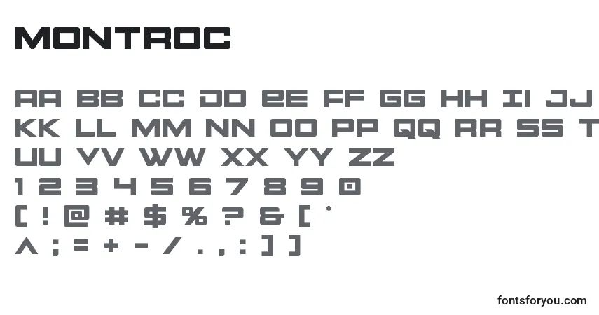Schriftart Montroc – Alphabet, Zahlen, spezielle Symbole